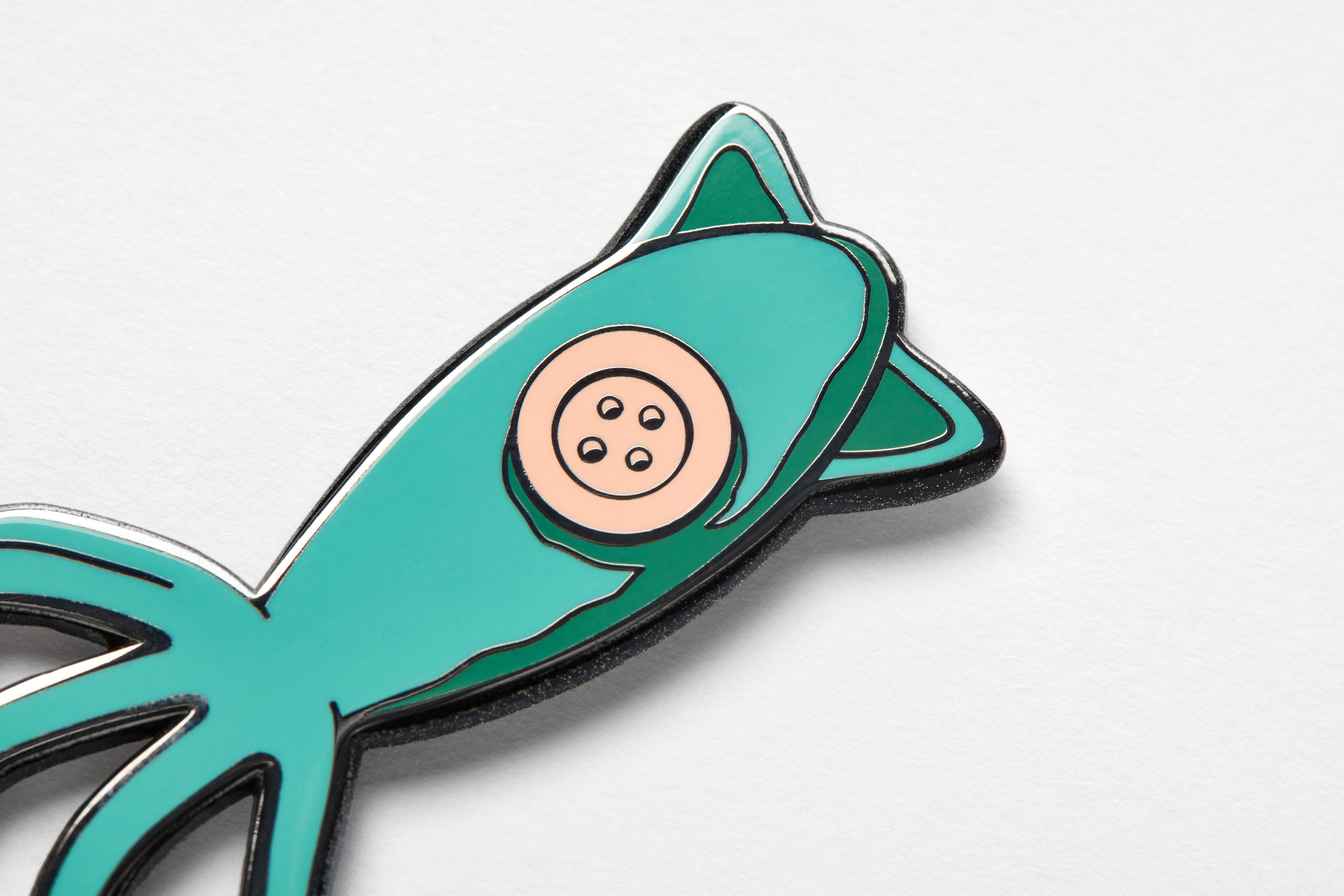 Coraline squid toy enamel pin