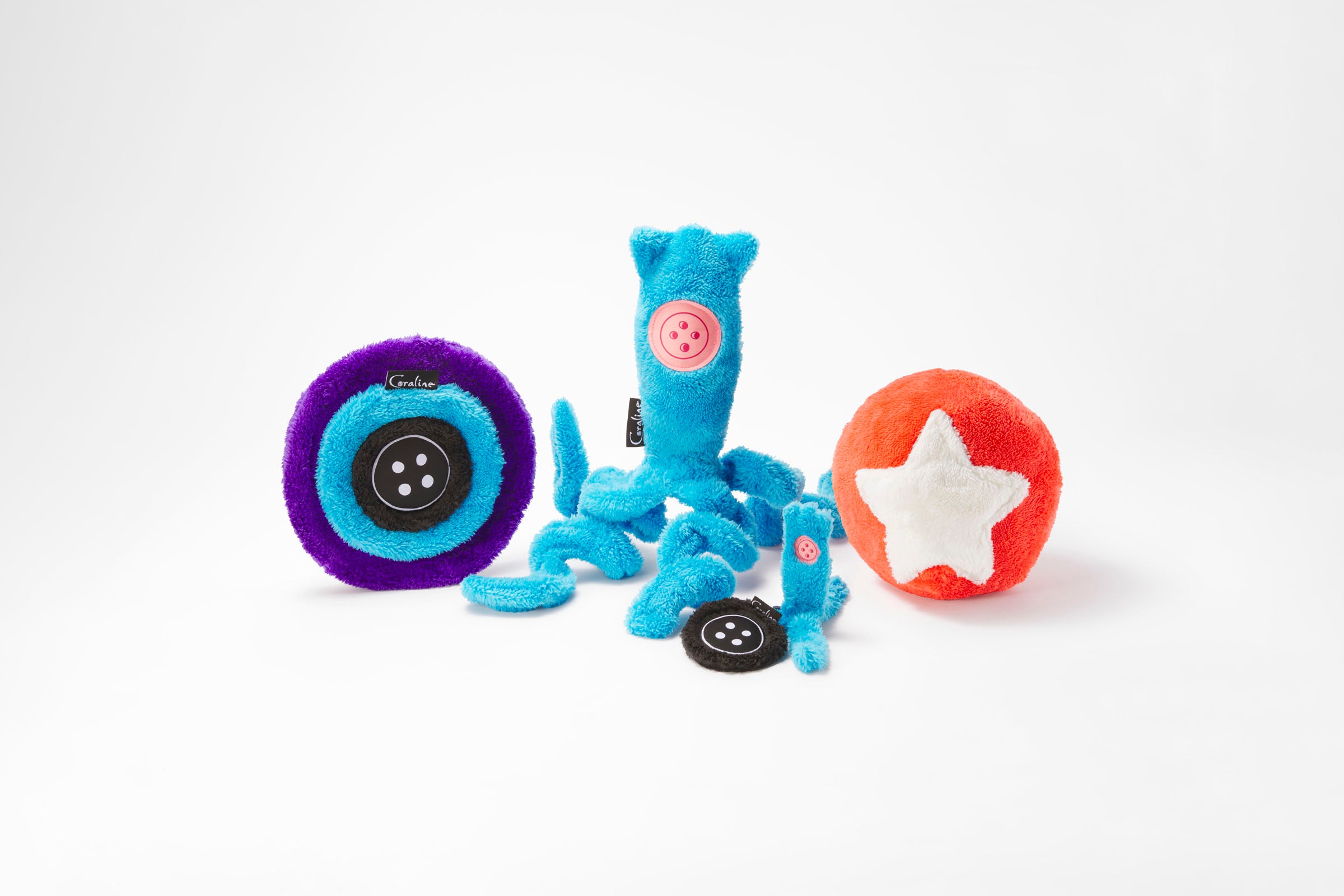 Coraline Button Flyer Plush Dog Toy